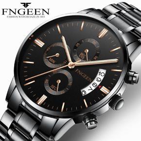 2019 FNGEEN Quartz Watch Men Business Water Resistant Auto Date Watch Male Luxury Mens Luminous Wristwatches Reloj Hombre