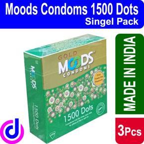 MOODS - GOLD CONDOM - 1500 DOTTED - 3 PCS ( SINGEL PACK )