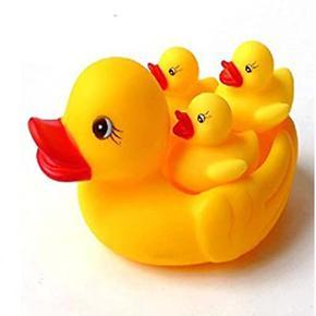 Baby Bathing Rubber Squeaky Ducks Water Pool Tub Toys set of 4 pieces - Yellow