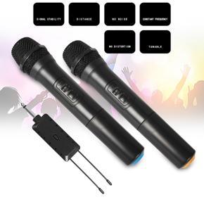 ARELENE 2X Universal VHF Wireless Handheld Microphone with Receiver for Karaoke/Business Meeting Portable Microphones