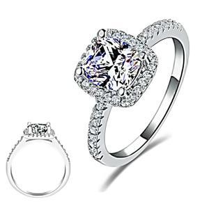 Cushion Cut Halo Engagement Zirconia White Stone Ring