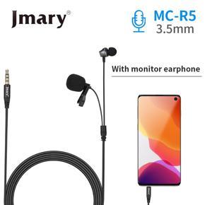 Jmary MC-R5 Aux 3.5MM Jack Professional Lavalier Lapel Mini Microphone with Earphone Clip On Microphone Cable Line Size 3M For Laptop Mobile Android IOS Desktop PC