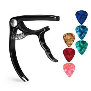 Guitar Capo Guitar Accessories Trigger Capo with 6 Free Guitar Picks for Acoustic and Electric Guitars - Also Ukulele and Banjo Capos (Black)