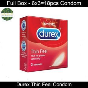 Durex Condom - Thin Feel Condom - Full Box (6 Pack Contains 18pcs Condom)