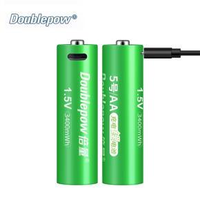 Doublepow 1.5V 3400mWh Micro-USB Lithium AA Rechargeable Battery with Competitive Price-2piece