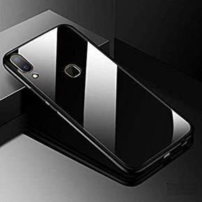 Vivo V9 / Y85 Luxury Shockproof TPU Bumper Back Glass Back Cover Glass Case