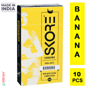 Skore Banana 1500+ Raised Dots Condoms - 10Pcs