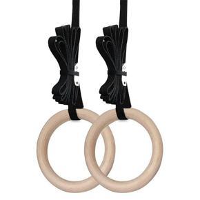 Gymnastic Rings Olympic Gym Rings with Heavy Duty Adjustable Straps Wooden Gym Rings for Pull Ups and Dips