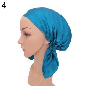 Solid Color Women Sleeping Hat Adjustable Night Cap Satin Silk Wrap Hair Care