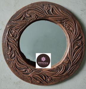 Clay Round Wall Hanging Mirror মাটির গোল দেয়াল আয়না  Soil Made Mirror