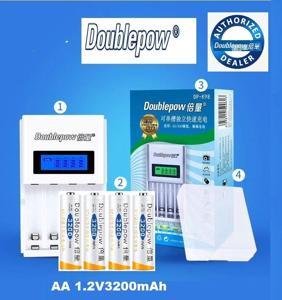 Doublepow 4 slots DP-K98 Intelligent Rapid LCD Charger with 4pcs DP-1.2V AA 3200mA Ni-MH Rechargeable Batteries