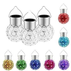 3 Pcs LED Solar  Glass Ball Crystal Hanging Color Changing Light Decoration Light for Outdoor Garden Courtyard, Weatherproof Solar ed Rechargeable Lights mile