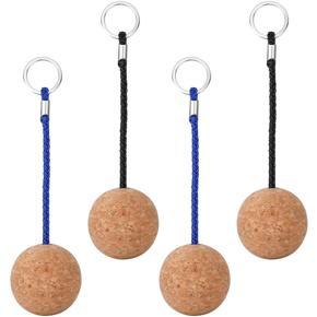 4Pcs Floating Cork Ball Keyrings,50mm Key Float Water Sport Accessories for Surfing Swimming Diving Fishing Sailing Boat