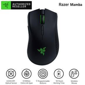 Razer Mamba Wireless Gaming Mouse, Authentic 16000 DPI 5G Optical Sensor, 7 Programmable Buttons for Laptop and PC