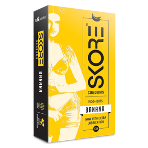 SKORE 1500+ Dots BANANA Flavour Extra Lubrication Condoms - 10pcs per Pack (India)