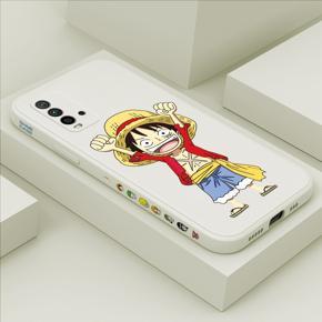 Hontinga for Redmi 9T / Redmi 9 Power Case Side Design Anime Cartoon Luffy Back Cover Soft Square Edge Pattern Liquid Silicone Trend Phone Cases