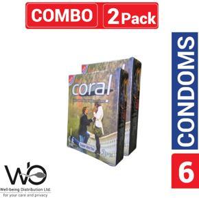 Coral - Super Ultra Thin Lubricated Natural Latex Condom - Combo Pack - 2 Packs - 3x2=6pcs