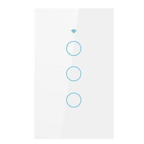 Wifi Smart Light Switch Glass Screen Touch Panel Voice Control Wall Switch - white WiFi+RF-03