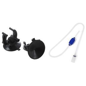 2x Plastic Aquarium Heater Clips Holder 33mm Dia Sucker & 1x Fish Tank Vacuum Gravel Water Filter Siphon Cleaner Washer