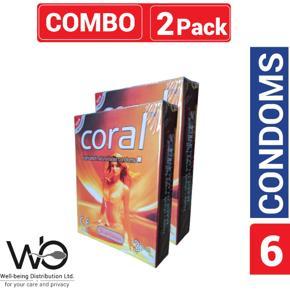 Coral - 3 Fruits Flavors Lubricated Natural Latex Condoms - 2 Pack Combo - 3x2=6pcs (Girl)