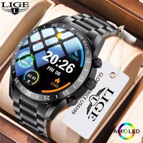 LIGE BW0321 2022 New Bluetooth Call Men Smart Watch Full Touch Waterproof Sports Fitness Watch Steel Band Men Smart Watch +Box