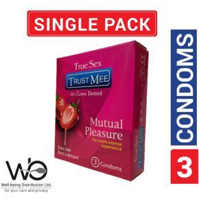 Trust Mee - Strawberry Flavor Condoms For Mutual Pleasure - Single Pack - 3x1=3pcs