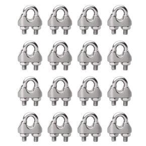 16Pcs Wire Rope Clamp U Bolt Saddle Fastener M3 Stainless Steel Rope Clamp for Rigging Rope Industry Household Tensioner