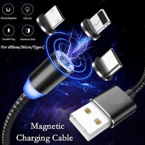 BShop Computer--Magnetic Charging Cable [4-Pack,1ft/3ft/6ft/6ft], Terasako 3-in-1 Nylon Braided Cord, Compatible with Mirco USB, Type C Smartphone and iProduct Device