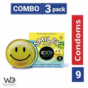 EXS - Smiley Face Condom - Combo Pack - 3 Packs - 3x3=9pcs (Made in UK)