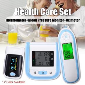 Fingertip Pulse Oximeter Wrist Blood Pressure Monitor Infrared Body Thermometer # Grey - Grey