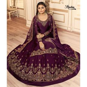 Semi-stitched Georgette Embroidery Work Free Size Designer Gown Anarkali Party Wear Suits for Women
