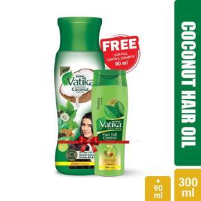 Dabur Vatika Enriched Coconut Hair Oil (Free Vatika Hair Fall Control Shampoo 90 ml) 300 ml