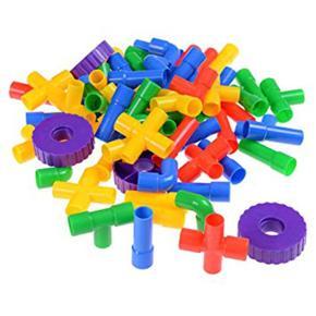 Kids Totally Tubular Pipes & Spout S.T.E.A.M. Manipulative's Building Block Set (About 35-40 pcs), Interlocking Educational Sensory Learning Toys for Children - Multicolor