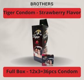 Tiger Condom - Dotted Condoms Strawberry Flavour - Full Box - 3x12=36pcs