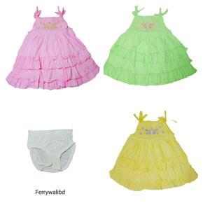 1 set baby party frock with pant Girls Baby Dress For Summerr Collection ferrywalibd fashionable beautiful baby dress New Born Baby Girl Summer Stylish Cotton Sleeve Less kipper romper ramper dress cl