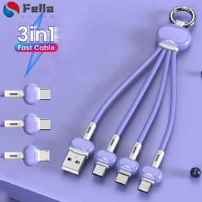 3 In 1 Multi-port Fast Charging Data Cable / 3.4A Mobile Phone Charging Cable with Keychain