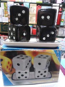 Salt and Pepper Pot Set Dice Shape with Matching Tray (3 Pieces)  Square Shape Plaid Collectible All Seasoning Salt and Pepper pot Tabletop Decor _ multipurpose use