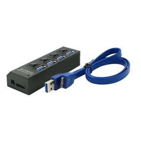 4 Port USB3.0 Hub High Speed 5Gbps USB Hub With Individual On/Off Switch - Black