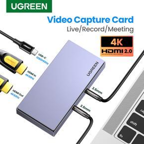 UGREEN Video Capture Card Live Broadcast HDMI HD 4K Audio Re-cording Box Screen Recorder USB3.0 Camera SLR Live Streaming Device for Computer Mobile Phone