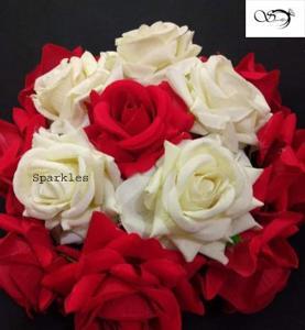 Artificial Red & White Color Rose Flower Khopa For Girls & Women