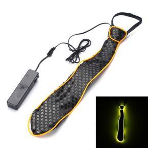 Flashing LED El Wire Light-Up Grow Necktie Striped Blinking Halloween Party - Yellow light