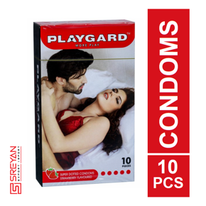 Playgard Strawberry Super Dotted Condoms - 10pcs Pack(India)