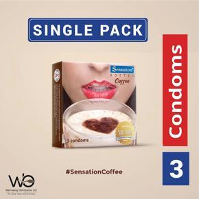 Sensation - Dotted Coffee Condom - Single Pack - 3x