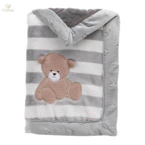 Newborn Fleece Flannel Blanket for Pram Crib Moses Basket Bear