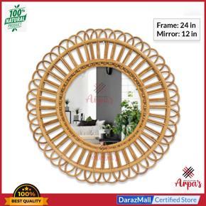 Rattan/Cane Round Mirror - Handcrafted Exclusive Wall Mirror