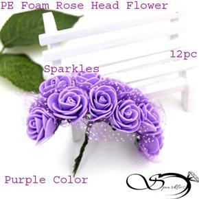 PE Foam Rose Head Flower Artificial For Ar t/ Craf / jewellwry making -Purple- 12pc