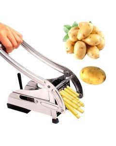 French Fries Cutters Potato Chips, Cutting Machine Maker Slicer Chopper Dicer- Silver Color