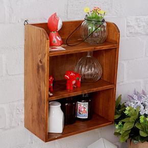 3 Layer Wooden Wall Shelf Storage Holder Stand Desktop Organiser Decor Display - Old wood color