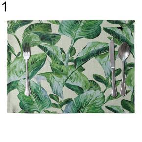 Green Leaf Flower Dining Table Linen Insulation Mat Placemat Kitchen Decor