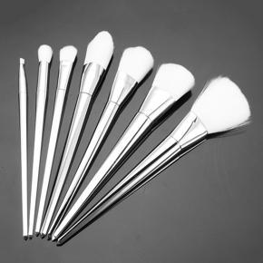 7Pcs Set Make Up Brushes Electroplating Rod Foundation Eye Shadow Tool Full Kit # Silver - silvery